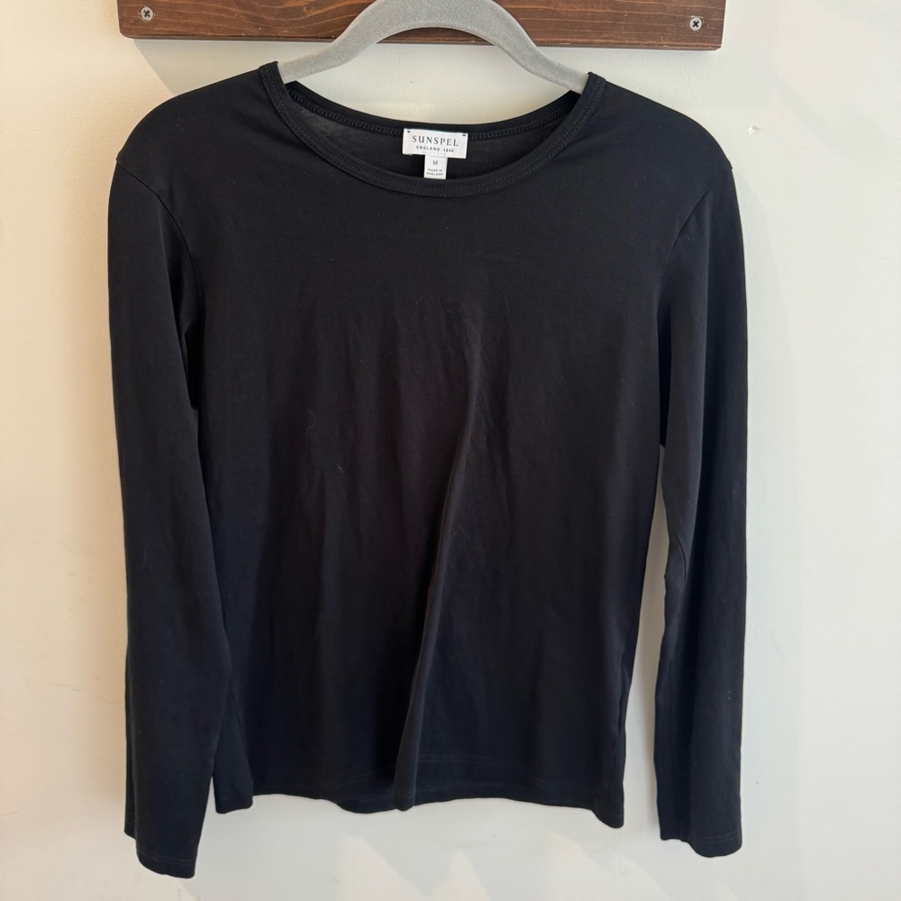 Sunspel England Black Long Sleeve Tee‎ Medium